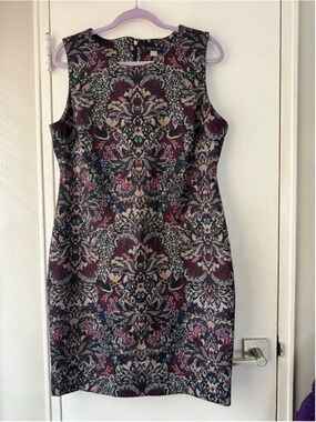 Tommy Hilfiger Paisley Print Sheath Dress Scuba Neck Sleeveless Sz 14 $129 NWT